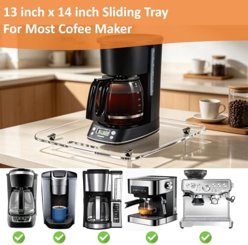 Acrylic Appliance Slider Tray for Coffee Makers, 13"x14"