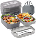 2 Layers Bento Box, All-in-One Stackable Lunch Container with