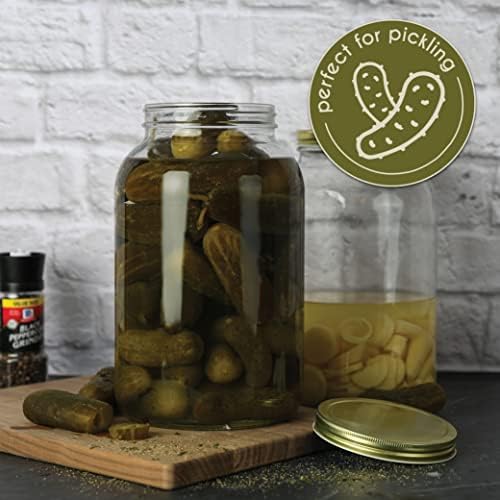 kitchentoolz 1 Gallon Glass Large Mason Jar Wide Mouth with Metal