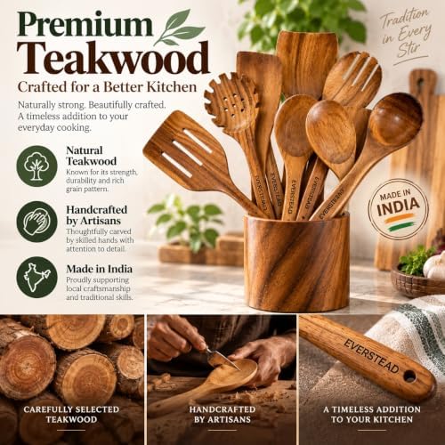 Everstead 8-Piece Teak Wood Kitchen Utensil Set