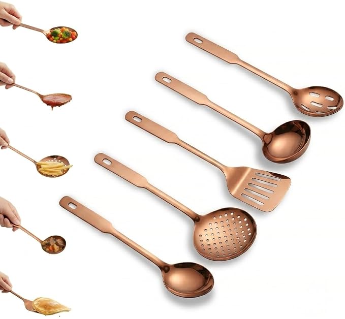 Amco 5-Piece Stainless Steel Cooking Utensil Set, Copper Finish by amco