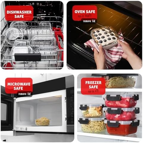 EATEX 48pc Glass Storage Containers with 24 Airtight Lids