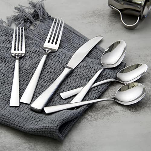 faderic Cutlery Set, 24 Piece Silverware Set With Soup Spoons for