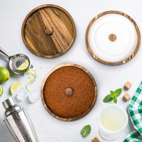 3 Pieces Margarita Salt Rimmer Set, Acacia Wood
