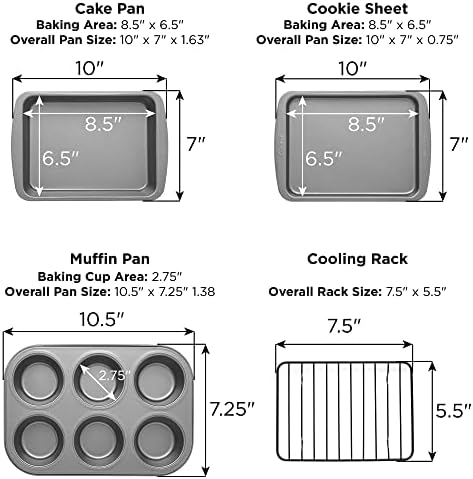 Ecolution Non-Stick Toaster Oven Bakeware Set 4-Piece, Carbon Steel