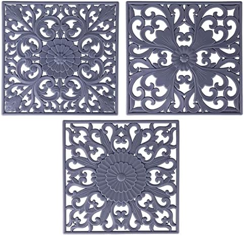 Silicone Trivets Mats for Hot Pots and Pans, Square Non Slip Mat for