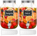 Eleganttime 1 Gallon Glass Drink Dispensers for Parties,2 Pack