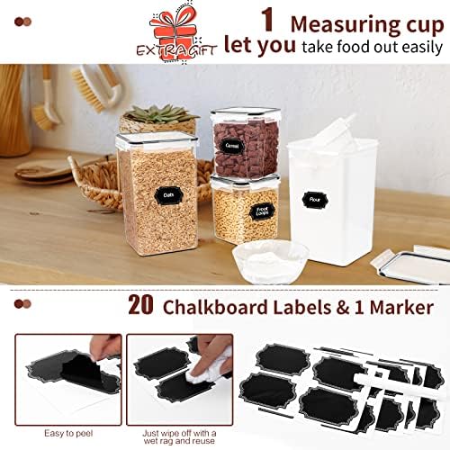 Skroam 10 Pack Flour Sugar Storage Containers, Large Airtight Food Storage Containers with Lids, BPA Free Kitchen Pantry Organization and Storage for Flour, Sugar, Bulk Food, Black