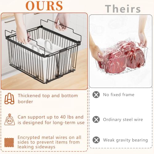 Large Freezer Organizer Bins, 3 Pack, 5 to 9 Cu.Ft