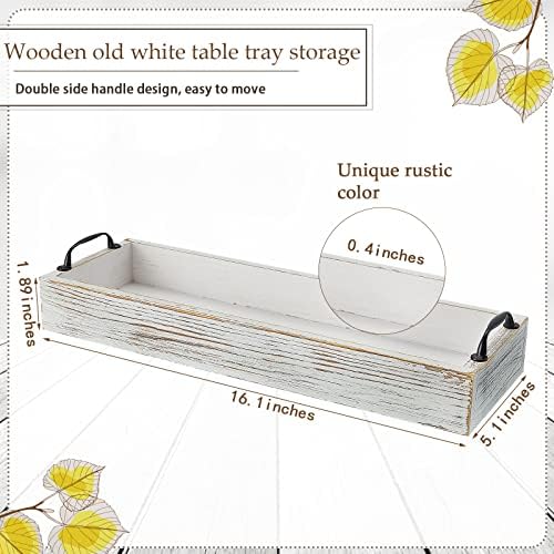2 Pack Rustic Wooden Serving Trays with Handles Farmhouse Rectangular