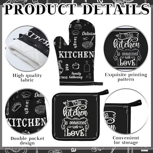 Fourluoo 12-Piece Farmhouse Kitchen Set, Towels and Apron