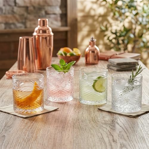 Set of 4 Double Old Fashioned Whiskey Glasses 13.86 oz, Heavy Base