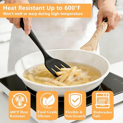 Silicone Spatula Turner Set, 600°F High Heat Resistant Spatulas for