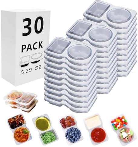 30 Sets Reusable Snack Containers Double Compartment Snackle Box