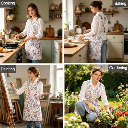 Plus Size Cross Back Apron for Women Canvas Adjustable with 2 Large