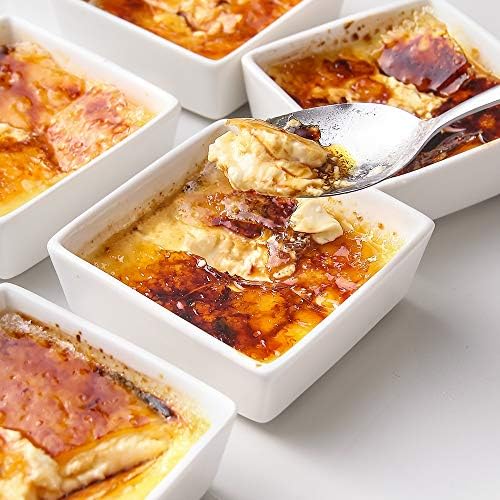 DOWAN Creme Brulee Ramekins 6 oz Oven Safe, Small Ceramic Square