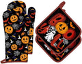 Halloween Pumpkin Oven Mitt and Pot Holder Set, 4-Piece, Cotton