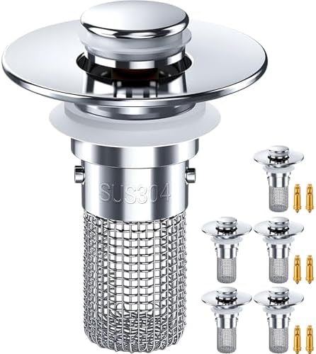 6 Pcs Bathroom Sink Drain Strainer 1.25"/1.5" Drain Hoses 2.6 Inches