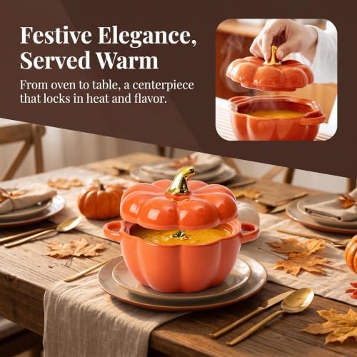 Pumpkin Shaped Ceramic Casserole Pot