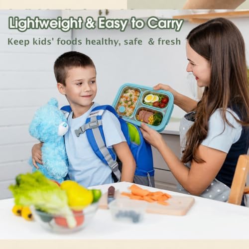 Kabbas Kids Adults Stainless Steel Bento Box, 3-Compartment Metal