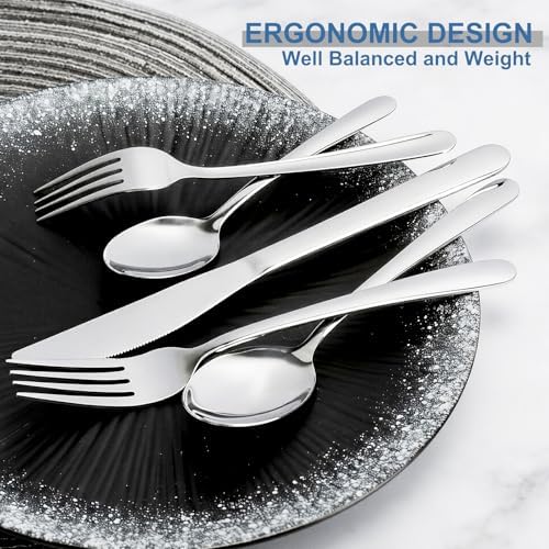 BEWOS Silverware Set for 4-20 Piece Stainless Steel Flatware Set with