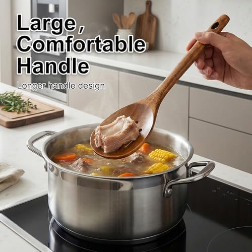 Large Wooden Spoons for Cooking Utensil Set Slotted Spoon Kitchen