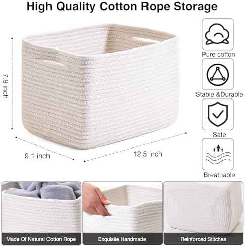 ICERZCZ Storage Baskets, 4 Pack, Off White