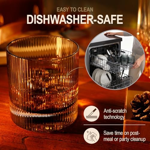 Handcrafted Whiskey Glasses Set of 4,10oz - Lead-Free Crystal
