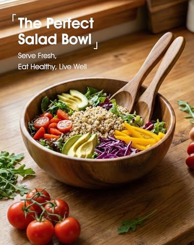 Wooden Salad Bowls Set of 3, Acacia, 5.1, 6.3 & 8.6 Inch