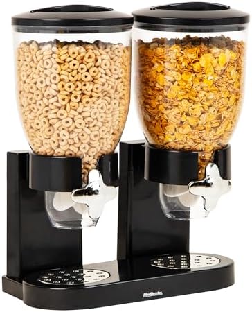 Mind Reader Double Dry Food Dispenser, 2 x 3.5L Countertop Containers for Cereal, Granola, Candy, Rice, and Coffee Beans