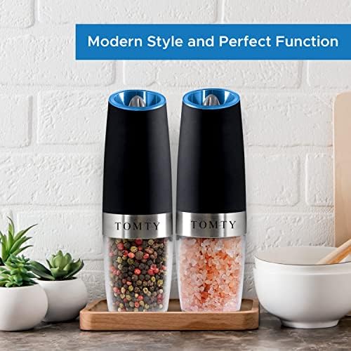 Gravity Electric Salt and Pepper Grinder Set, White