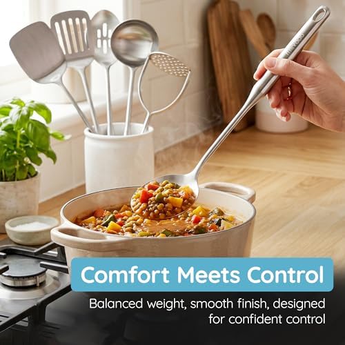 Millvado Stainless Steel Kitchen Utensil Set, Cooking Utensils, Set of