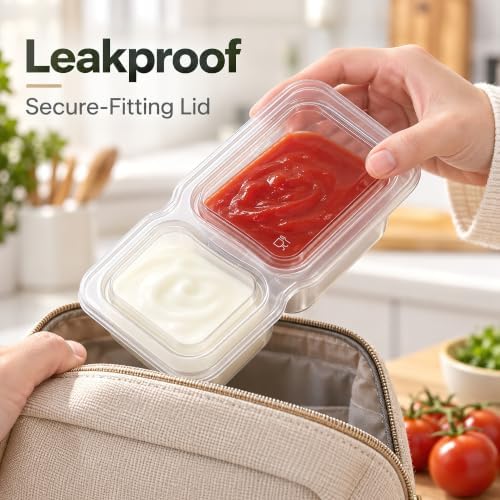 HI-REEKE 9 OZ Double Compartment Snack Containers, 20 Sets Bigger