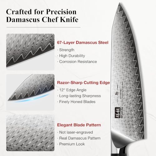 SHAN ZU 3-Piece Damascus Steel Knife Set