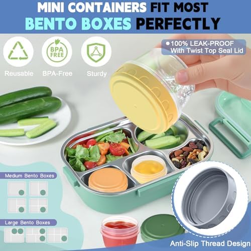 Yomarket 6pcs 2 oz Salad Dressing Container, Reusable Condiment