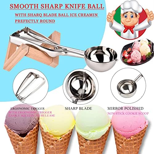 Cookie Scoop, Ice Cream Scooper set with Trigger, Small, Medium and