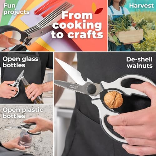 5 Blade Herb Scissors Set with Kitchen Shears - Lifetime Replace.