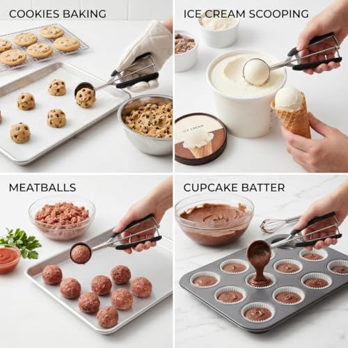 Cookie Scoop Set, 3Pcs Ice Cream Scoop, Cookie Scoops for Baking Set
