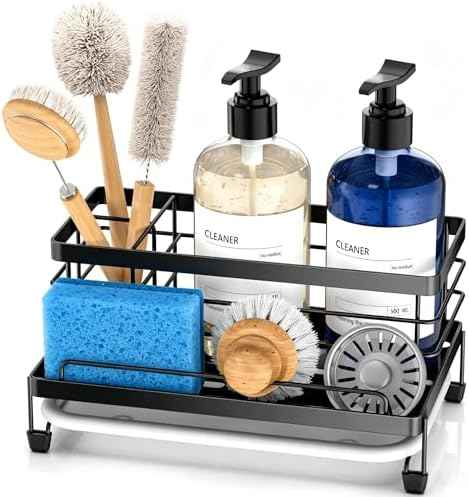 Cisily Sponge Holder for Kitchen, Sink Caddy Organizer, Kitchen Sink
