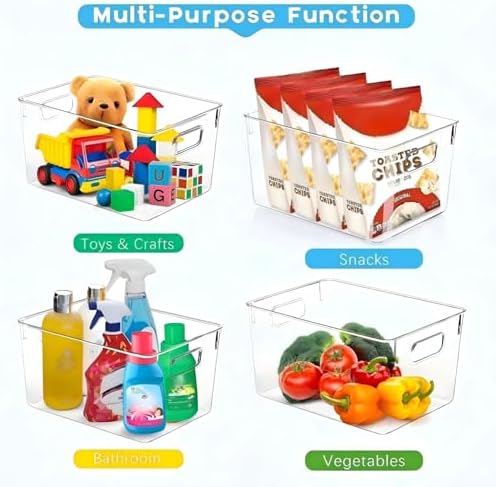SKTEET Clear Plastic Storage Bins, Set of 8