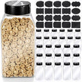 28 Pack 16 oz Plastic Spice Jars with Cap, Clear Empty Square Bottle