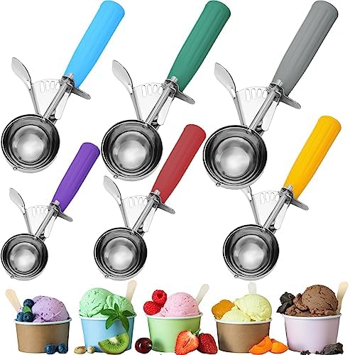 Hsei 6 Pcs Ice Cream Scoops Stainless Steel Cookie Portion Scoop with