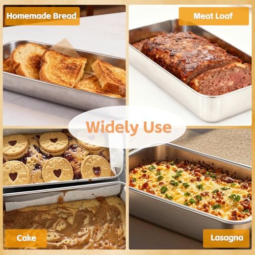 AKOLAFE 4 Pack Stainless Steel Loaf Pan Large 12.5”x5.5” Banana Bread