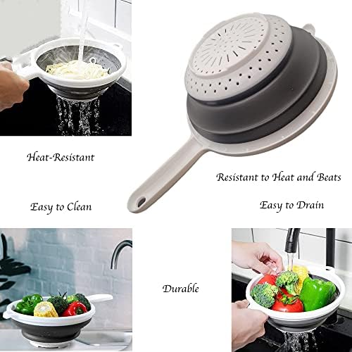 Collapsible Kitchen Strainer with Handle - Silicone Colander