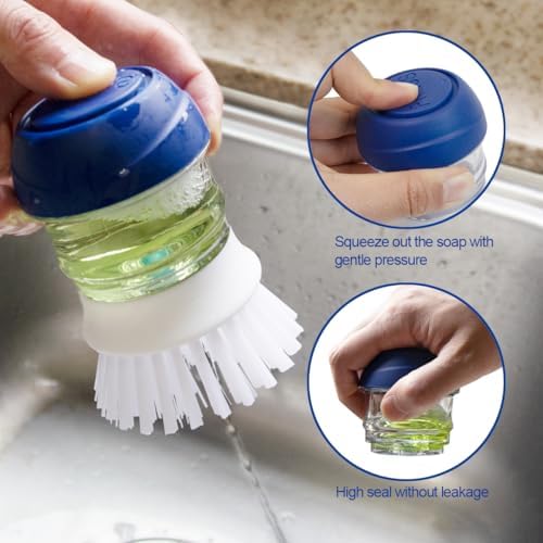CELOX 2 Pack Dish Brush with Soap Dispenser