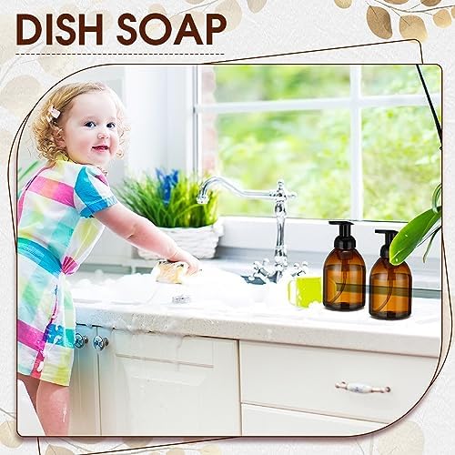 Uiifan 16 Pcs 17 oz Amber Foaming Soap Dispenser, Foam Pump Bottles