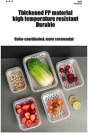 Fruit and Vegetable Storage Containers for Fridge, 6-Piece Set, Blue