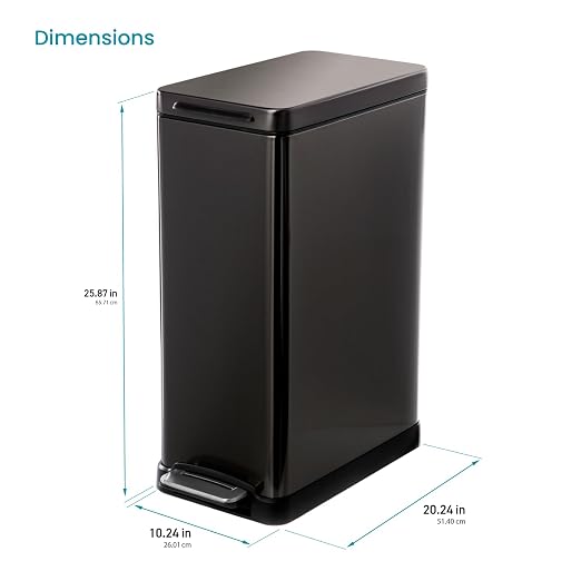 Home Zone Living 12 Gallon Slim Kitchen Trash Can - Image 7