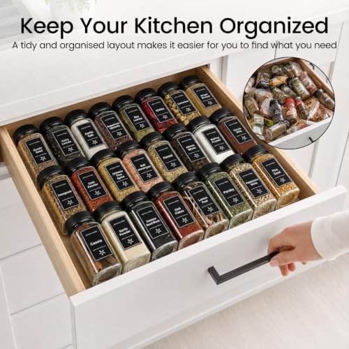 Glass Spice Jars with Grinder Lid 24 Pack 4 oz Black Stainless