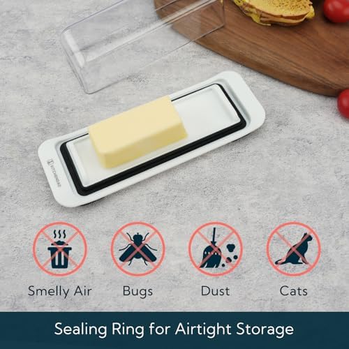 KITCHENDAO Airtight Butter Dish with Lid for Countertop and